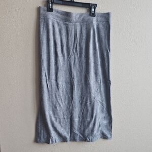 Zenana Outfitters Ribbed Knit Midi Skirt - Light Gray